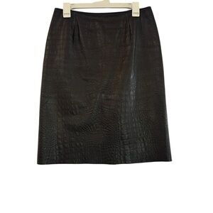 Stella Forest Black Crocodile Embossed Leather Womens Skirt Size 40